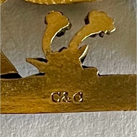 Vintage Signed C & C Sheep Brooch Pin Goldtone - Picture 5 of 5